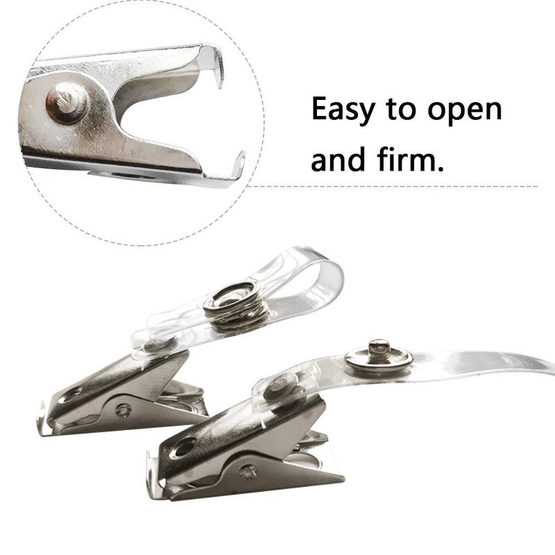 DE 50Pcs Metal Badge Clips with Clear PCV Straps,ID Strap Clip Adapter ID Badge Clips - Image 2